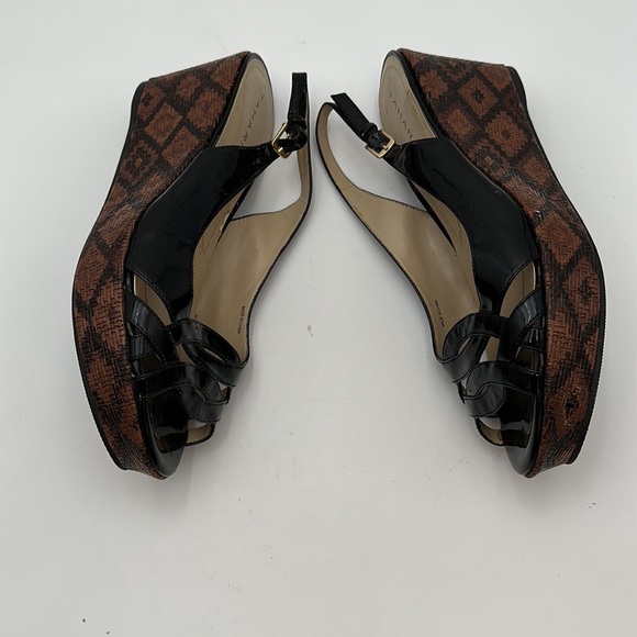 TAHARI Steffi Open-Toe Cut-Out Slingback Heels Platform Black Patent Leather - Picture 4 of 16